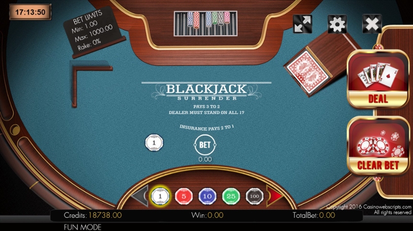 무료 Blackjack 21 Surrender 게임 플레이